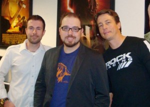 Jeremy Haun (center) with Top Cow publisher Filip Sablik and president Matt Hawkins.